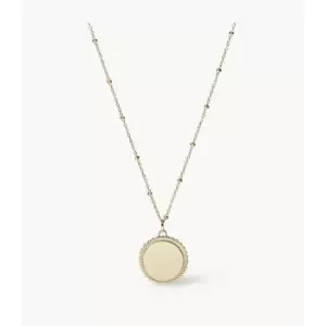 Image of Fossil Womens Lane Scalloped Disc Gold-Tone Stainless Steel Necklace - Gold