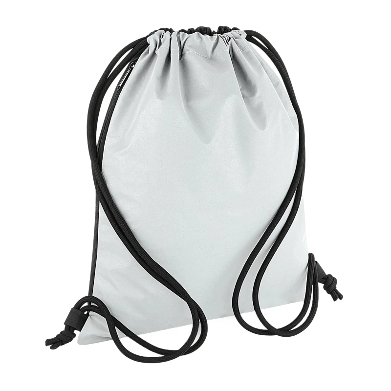 Image of Bagbase Mens Reflective Drawstring Bag in Silver Silver Male