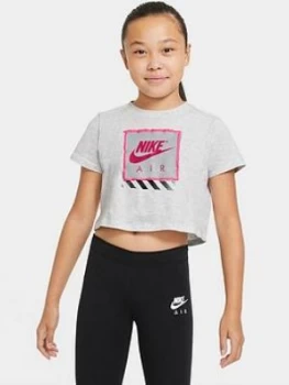 Image of Nike Girls Nsw Tee Nike Air Crop, Grey Heather, Size L=12-13 Years, Women
