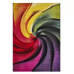 Image of Jewel Bright Spiral Hand Carved Rug