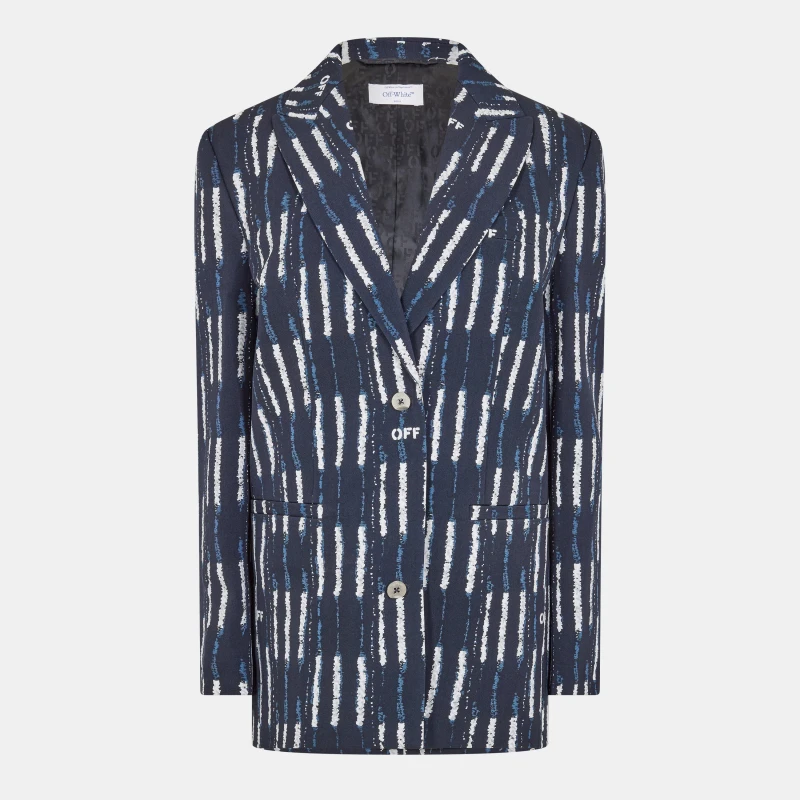 Image of Off White Womens Suit Jacket Blue/White female 4 (3XS)