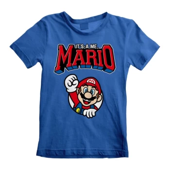 Image of Super Mario - Mario Varsity Unisex 9-11 Years T-Shirt - Blue