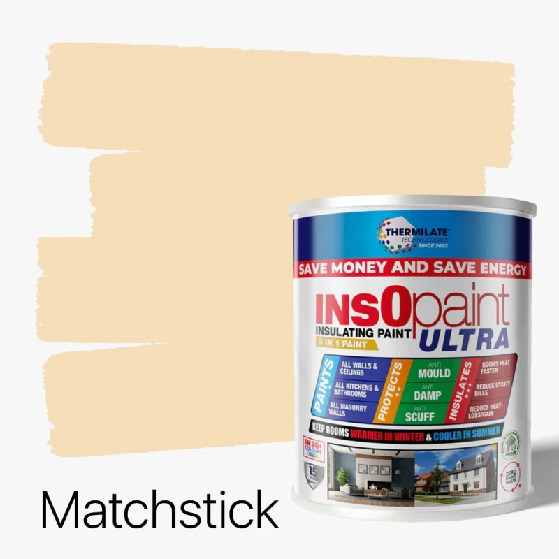 Image of THERMILATE TECHNOLOGIES InsOpaint ULTRA - 9 IN 1 Interior & Exterior Paint - 5L in Matchstick Matchstick Unisex 5L