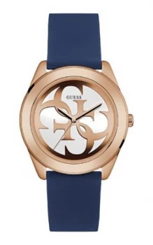 Image of Guess W0911l6 ladies silicone strap watch Rose Gold