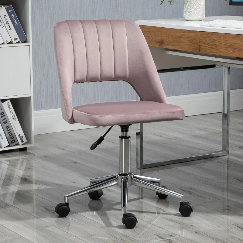 Image of VINSETTO Mid-Back Swivel Home Office Chair Scallop Computer Chair Pink