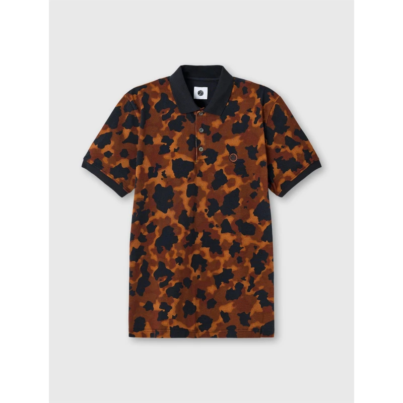 Image of Pretty Green Mens Brindle Short-Sleeve Polo Shirt Brown male Small