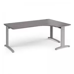 Image of TR10 deluxe right hand ergonomic desk 1800mm - silver frame and grey
