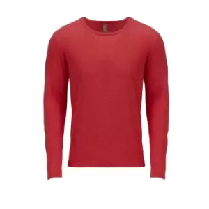 Image of Next Level Adults Unisex Long Sleeve Tri-Blend Crew T-Shirt (S) (Vintage Red)
