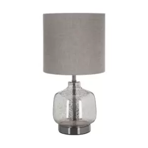 Image of Champagne Finish Glass on Metallic Base with Grey Shade Table Lamp