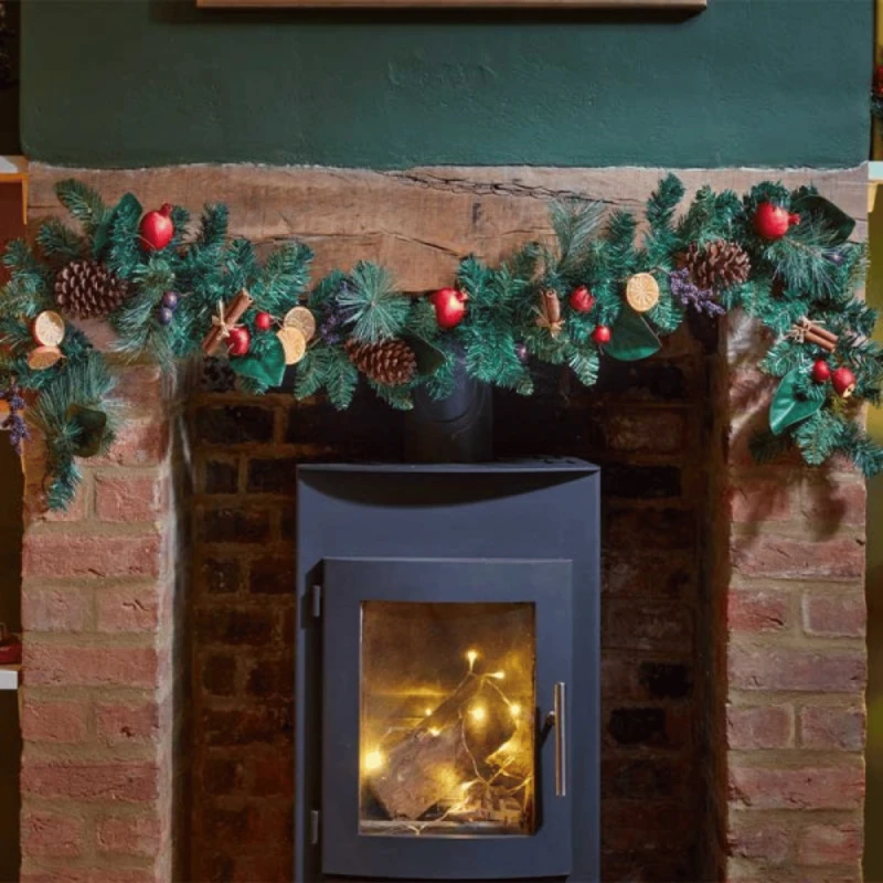 Image of 2.7m Festive Spice Christmas Garland with Pinecones and Faux Dried Fruit