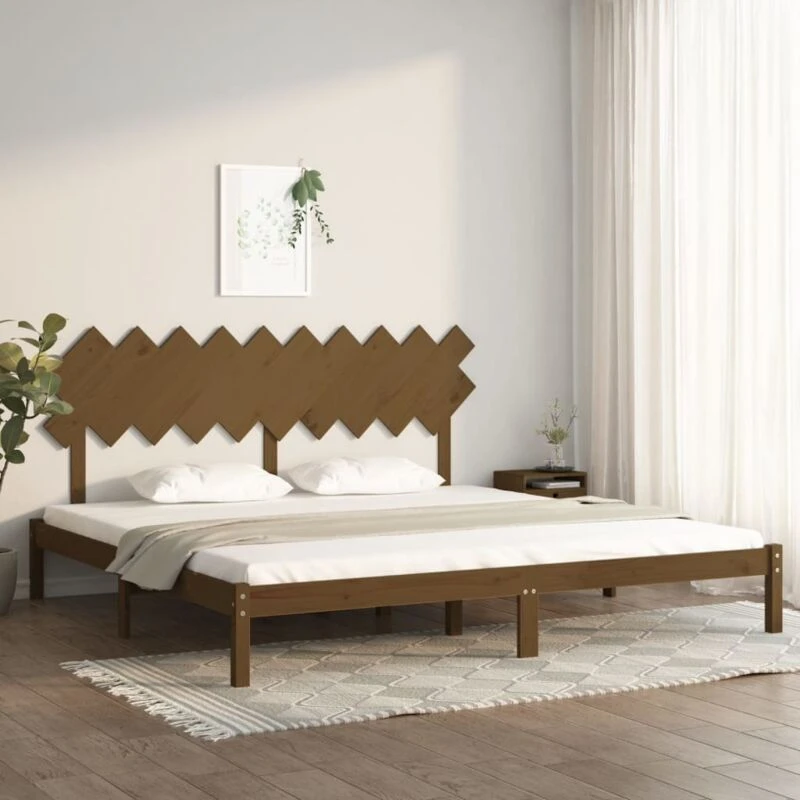 Image of Vidaxl Bed Frame Honey Brown 200X200 Cm Solid Wood, Brown 3104891