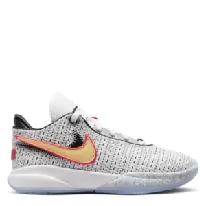 Image of Nike Lebron 20 (Gs), White/Metallic Gold-Black-University Red, Unisex, Basketballshoes grade school, DQ8651-100