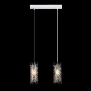 Image of Italux Ibiza - Modern Hanging Pendant Chrome 2 Light with Glass Shade, E14