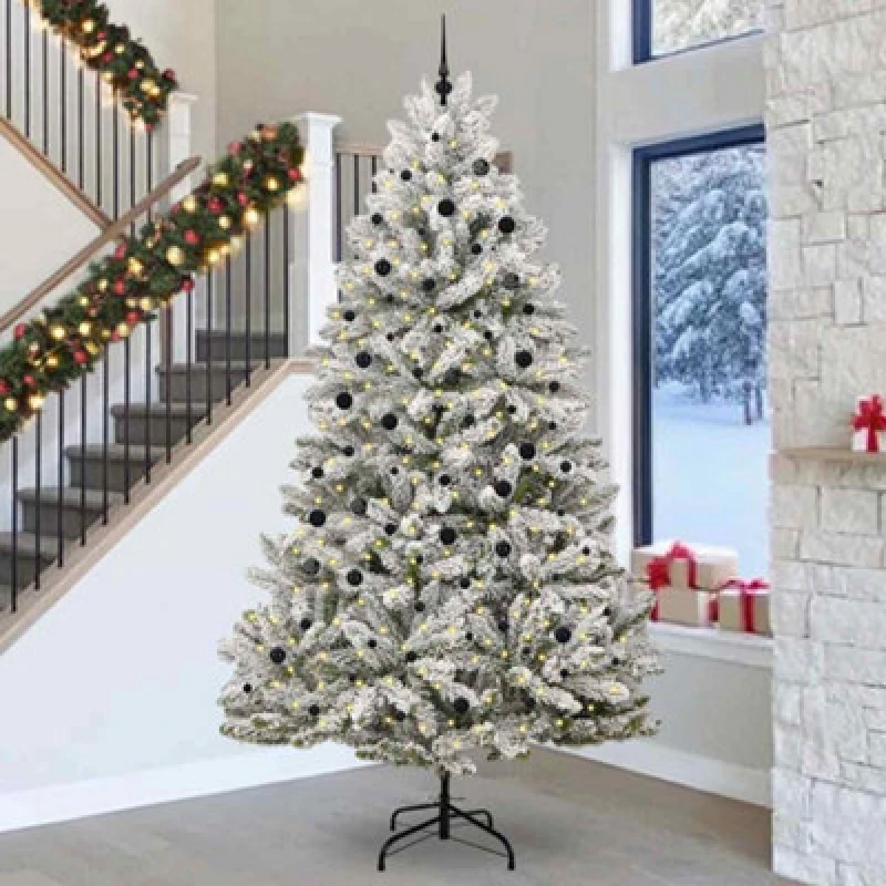Image of Vidaxl Artificial Christmas Tree Green And White 300 Cm Pvc And Metal