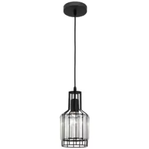 Image of Bancroft Wire Frame Pendant Ceiling Light Black Aluminium, Crystal LED E27 - Merano
