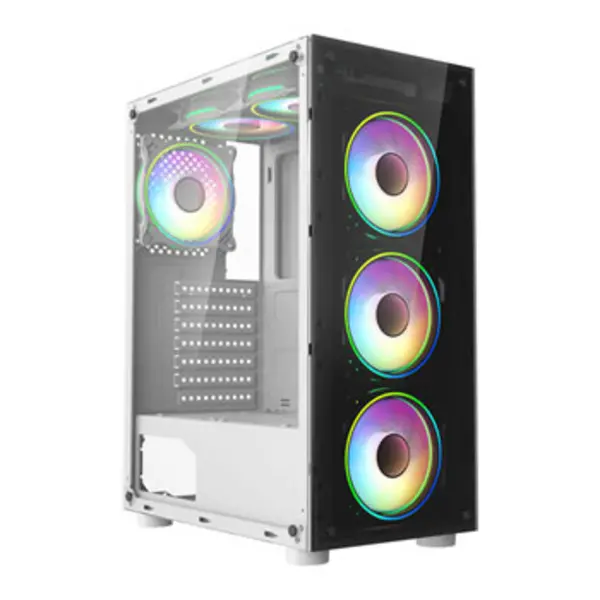 Image of CiT Mirage F6 White Tempered Glass ATX Gaming Case