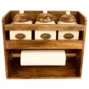Image of Kitchen Roll Holder With 3 Jars