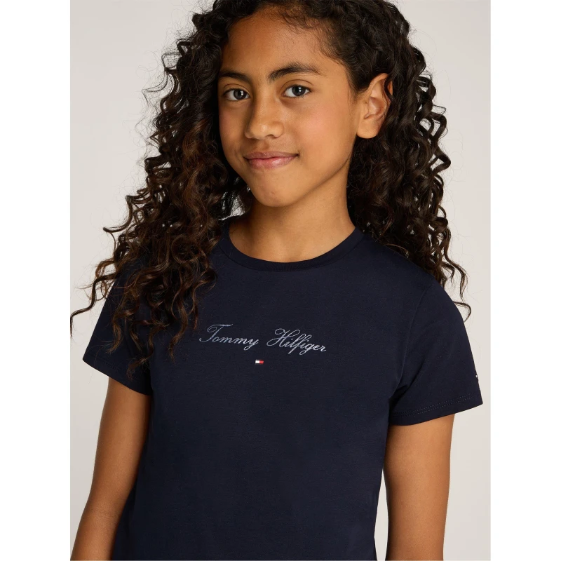 Image of Tommy Hilfiger TOMMY SCRIPT SLIM TEE SS - Blue Blue 8 - 9 Years