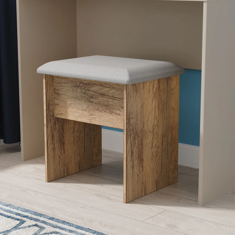 Image of Linear Brown Oak Effect Dressing Table Stool