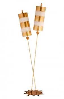 Image of 2 Light Floor Lamp Gold, Taupe, E27