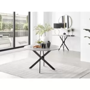 Image of Furniturebox Novara 120cm Grey Concrete 6 Seater Modern Dining Table With Black Starburst Legs