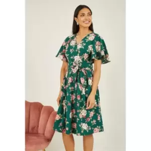 Image of Mela London Green Floral Wrap Dress - Green