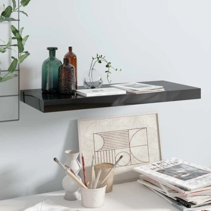 Image of VIDAXL Vidaxl - Floating Wall Shelf High Gloss Black 60x23.5x3.8cm mdf 8720286074008