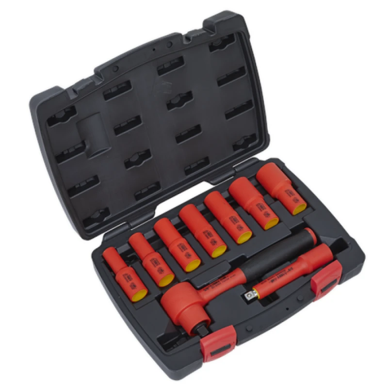 Image of Sealey Premier Insulated Socket Set 9pc 3/8"Sq Drive 6pt WallDrive VDE Approved AK7942