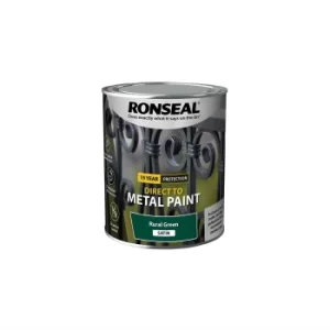 Image of Ronseal Metal Paint Rural Green Satin 750ml