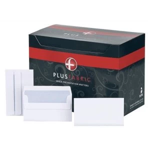 Image of Plus Fabric Wallet Press Seal Envelopes 120gm2 6 14 89mm x 152mm White 1 x Pack of 500
