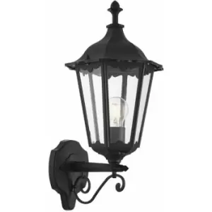 Image of Loops - IP44 Outdoor Wall Light Matt Black & Glass Traditional Lantern Porch Dimmable