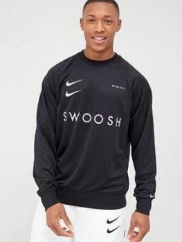 Image of Nike Sportswear Swoosh Crew - Black/White