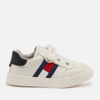 Image of Tommy Hilfiger Toddlers Low Cut Lace Up Velcro Strap Sneakers - White/Blue/Red - UK 9 Kids
