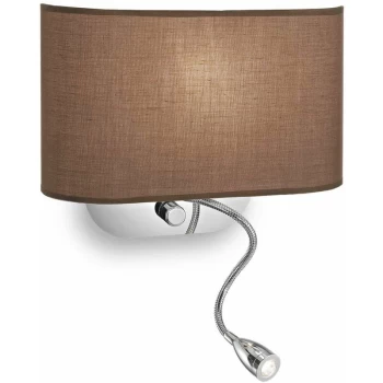 Image of Ideal Lux Lighting - Ideal Lux Sheraton - 1 Light Indoor Wall Light Brown, E14