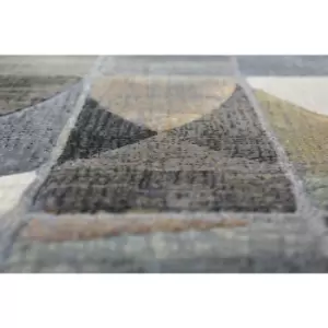 Image of Homespace Direct - Rug Galleria Dark Curved 133x195cm Carpet Large Rugs - Multicoloured