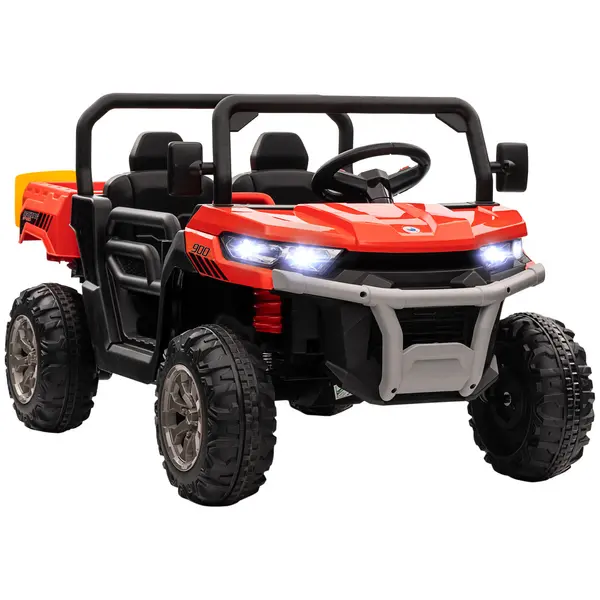Image of HOMCOM 12V Two-Seater Kids Electric Ride-On Car, with Electric Bucket, Remote Control - Red