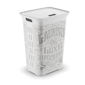 Image of Laundry de luxe White & grey Laundry hamper (H)61cm (W)44cm