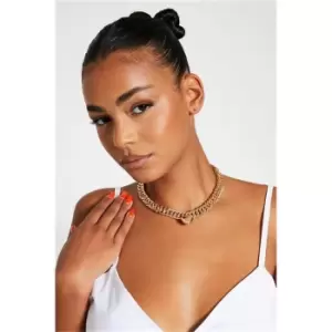 Image of I Saw It First Gold Chunky Chain With Heart Detail Necklace - Metallics