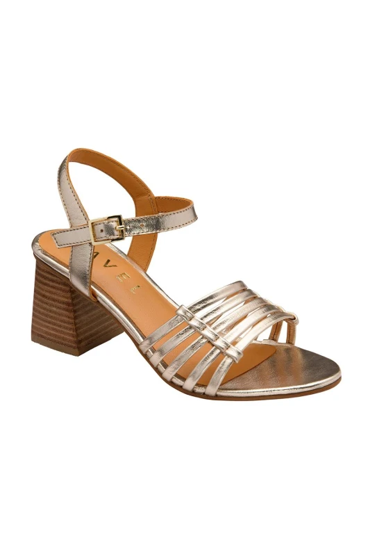 Image of Ravel Womens 'Kiplin' Leather Block-Heel Sandals in Gold Size: 8 Gold Female 8