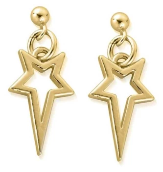 Image of ChloBo North Star Drop Earrings 18ct Gold Plated GEST4004 Jewellery