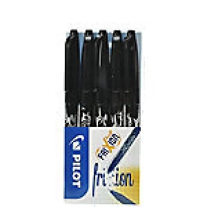 Image of Pilot FriXion Erasable Rollerball Pens Medium 0.7mm Black Pack of 5