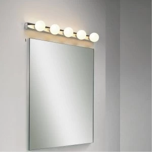 Image of LED 5 Light Bathroom Over Mirror Wall Light Polished Chrome IP44