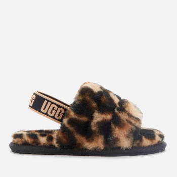 Image of UGG Toddlers Fluff Yeah Slide Panther Print Slippers - Butterscotch - UK 8 Toddler