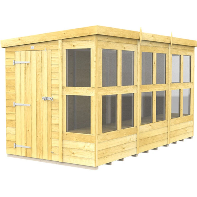 Image of Flat Pack Sheds DIY Sheds 12 x 6 Pent Potting Shed, Brown 12X6PPSFF