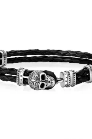 Image of Mens Thomas Sabo Sterling Silver Rebel at Heart Skull Bracelet A1697-823-11-L18,5