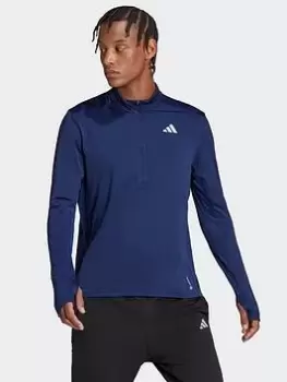 Image of adidas Performance Own The Run 1/2 Zip Long-sleeve Top, Navy Size M Men