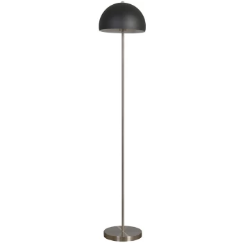 Image of Industrial Metal Floor Lamp with Domed Light Shade - Black & Chrome - No Bulb