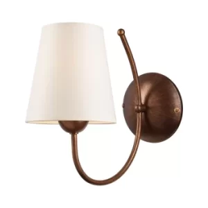 Image of Fabrizio Wall Lamp With Shade Brown, 1x E27