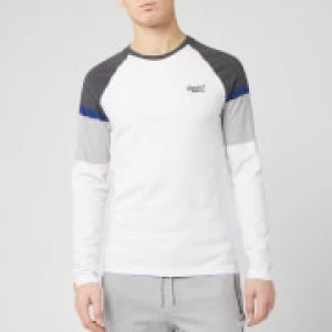 Image of Superdry Mens Orange Label Engineered Long Sleeve Baseball Top - Optic - XL