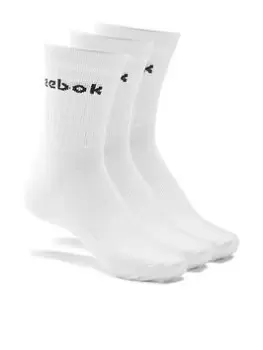 Image of Reebok 3 Pack of Active Core Mid Crew Socks - White, Size L, Men